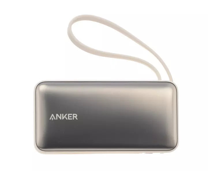 Anker Nano Power Bank, 10000mAh, 30W, Built-In USB-C Cable, White